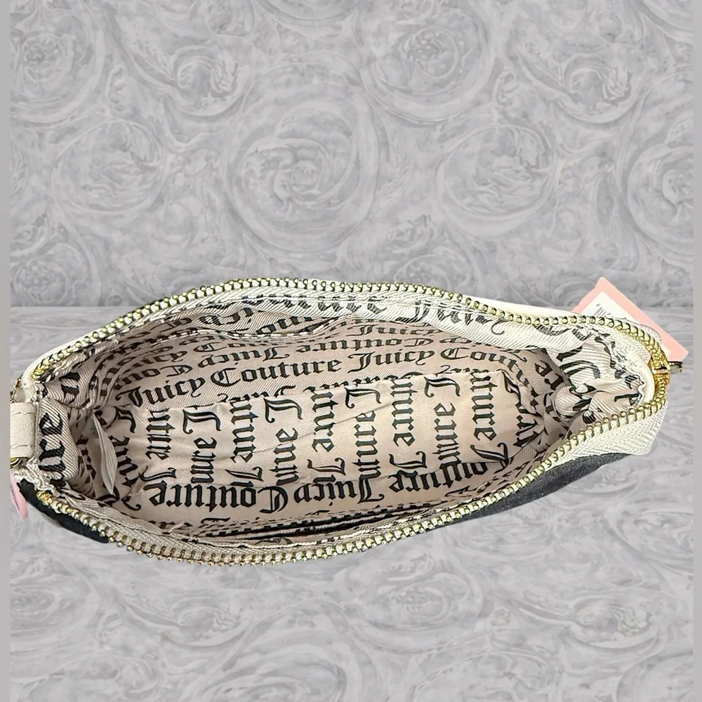 NWT 👑 🤍🖤Juicy Couture Royal Crown Mini Bag | Black Velour Rhinestone Y2K Purse - Picture 7 of 9